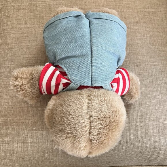 Vintage Suzys Zoo Ollie Marmot Bear Plush 11" StarShine Overalls Striped Shirt - Picture 5 of 9